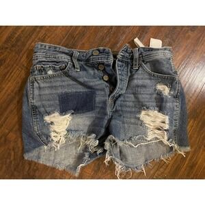 Hollister High Waisted Jean Shorts Size 3 Cuffed Distressed Summer